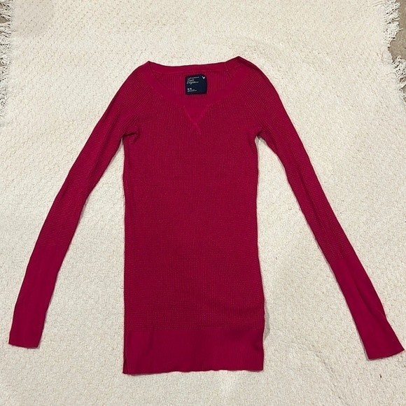 American Eagle Outfitters Red Long Sleeve Top - Picture 1 of 6
